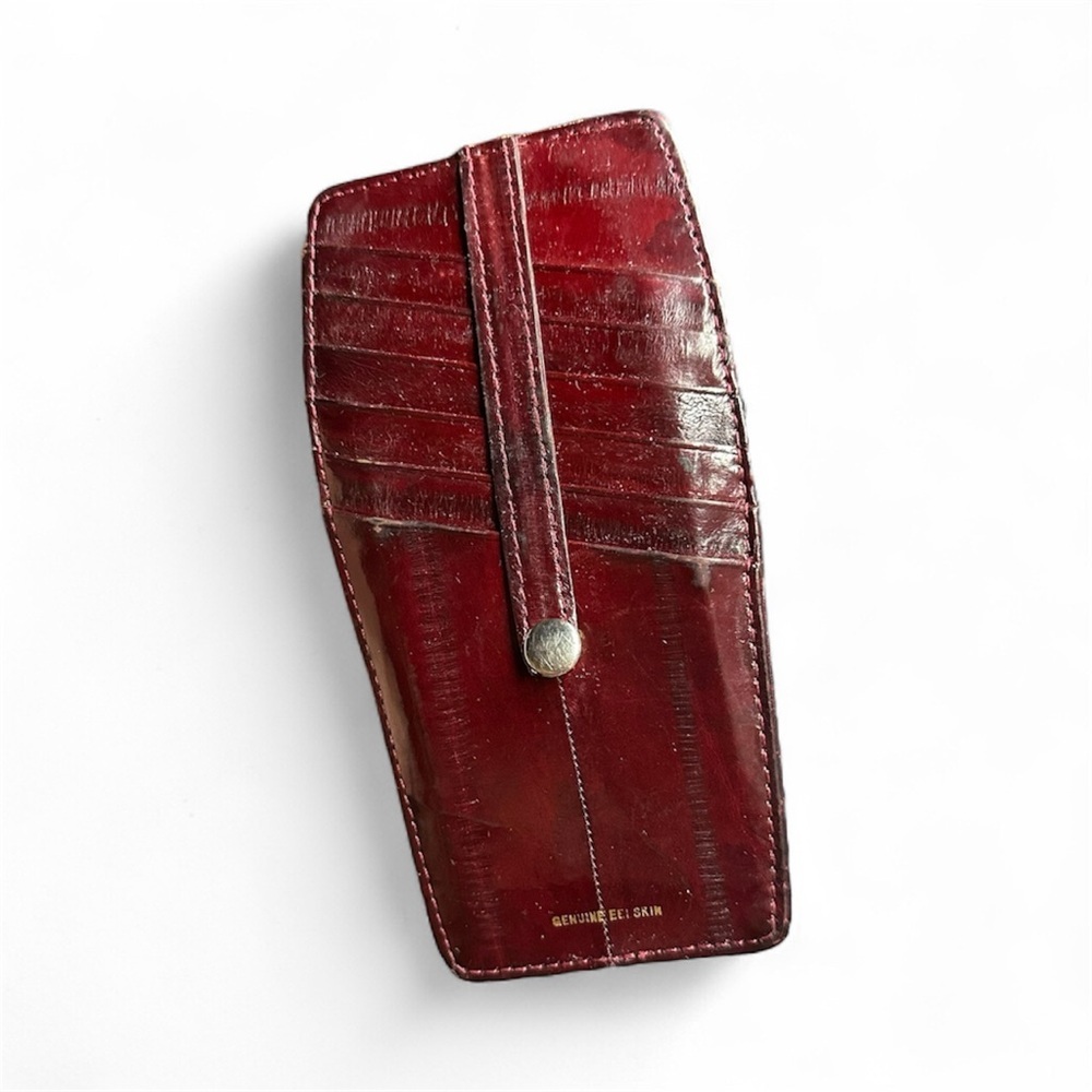 Eel Skin Genuine Red Eel Skin Double Sided Card Holder